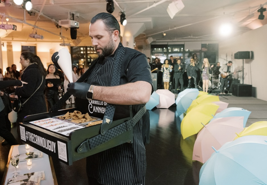 A Cannoli filling station is the perfect idea to entertain your guests at a wedding